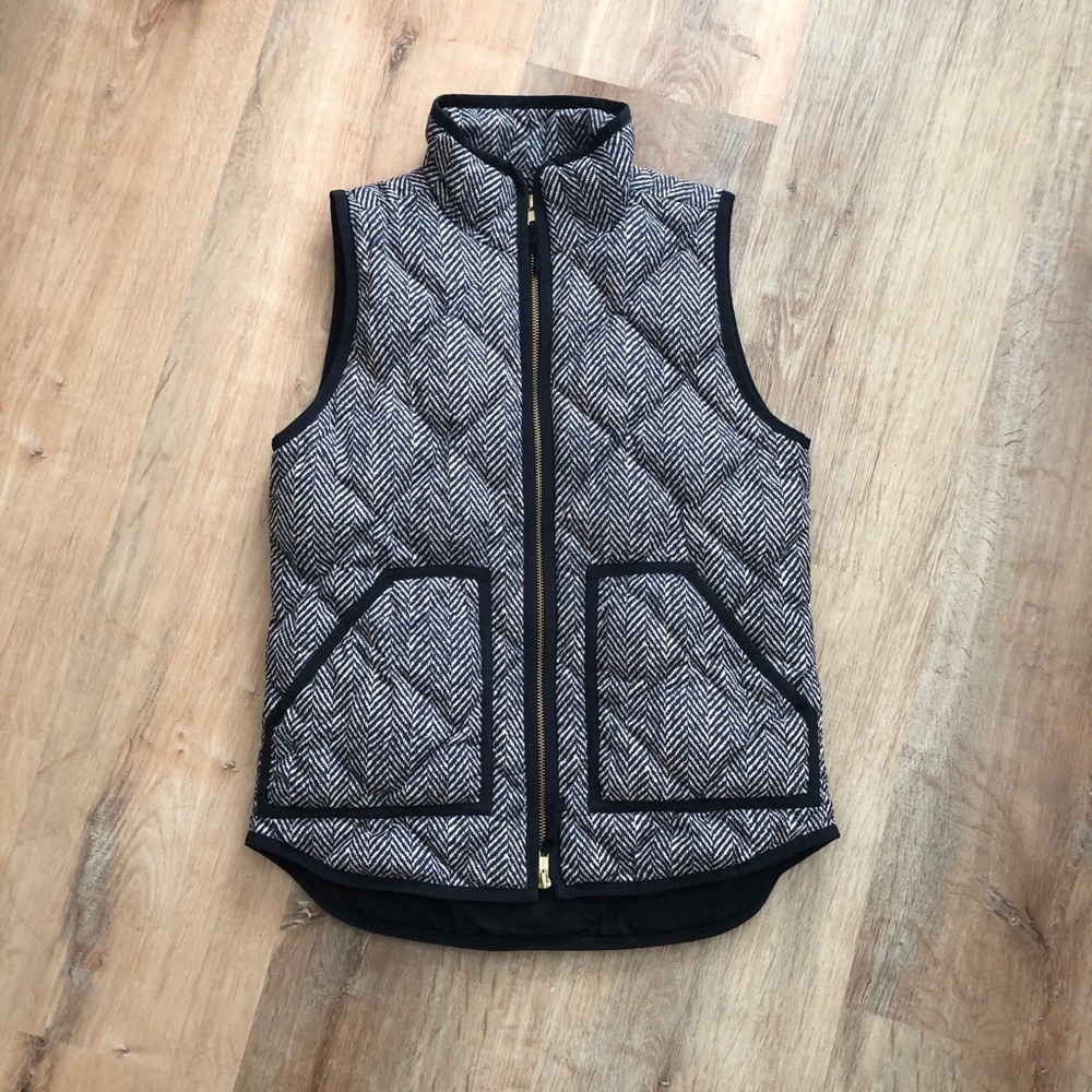 J Crew Herringbone Excursion Quilted Down Vest XXS